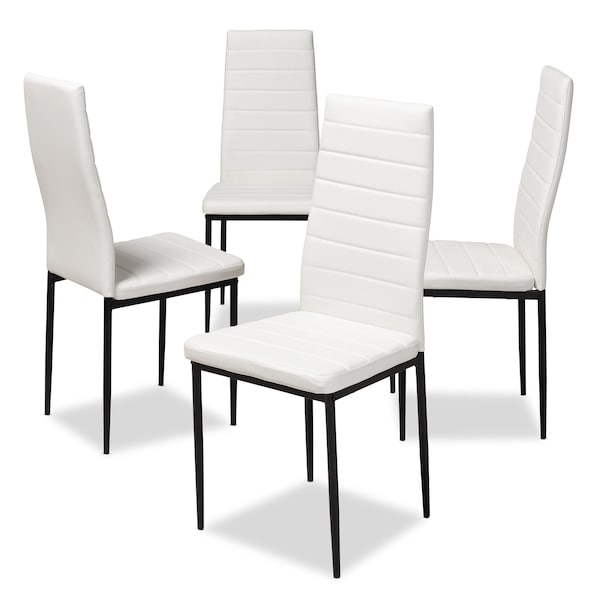 Baxton Studio Armand Modern White Faux Leather Upholstered Dining Chair, PK4 146-8780 - main